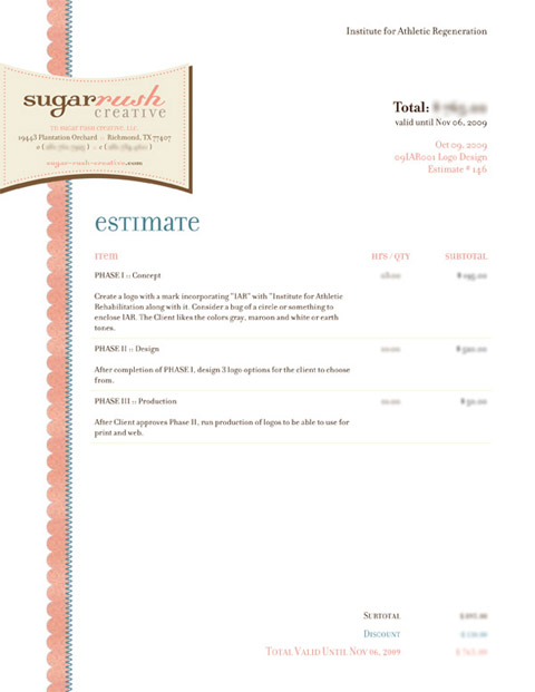 sugar rush's invoice