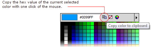 In Fireworks CS5, you can copy the hex value of the current selected color with one click only
