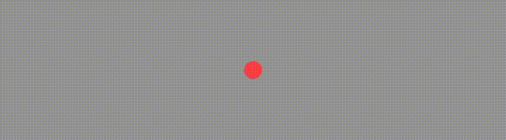 Red ball increasing scale in size and then decreasing back to its original size.