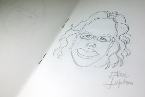The caricature of Ellen Lupton: pencil on paper