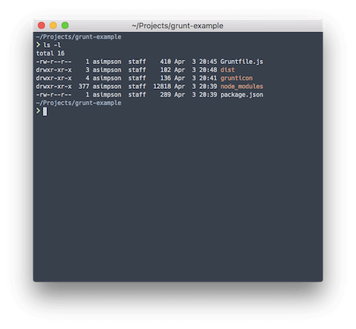 Screenshot of the grunt-example directory