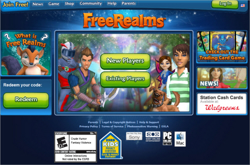 Freerealms-homepage in Best Practices For Designing Websites For Kids