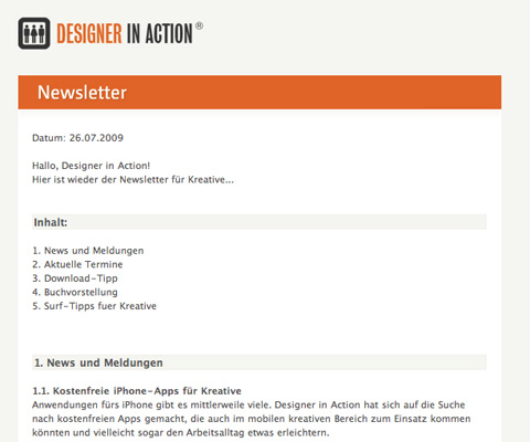Designer in Action's Newsletter