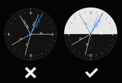 24-hour clock face with and without night and day separation