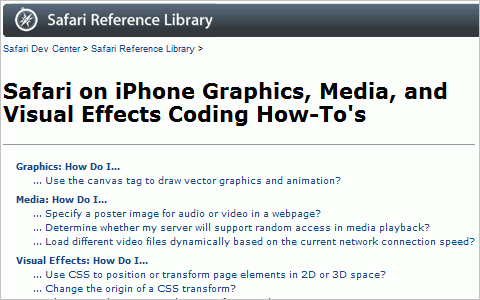 Safari on iPhone Graphics, Media, and Visual Effects Coding How-To's