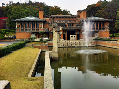 Reflecting pools in front of the Imperial Hotel's reconstruction