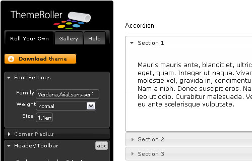 jQuery UI - screen shot.