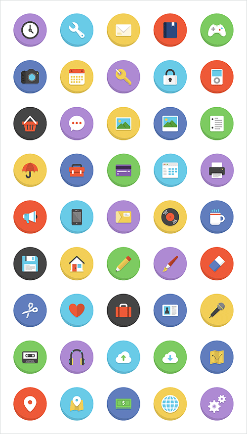 45 Colorful Flat Icons 