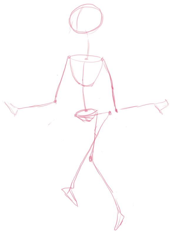 The mannequin traced in Photoshop. Her position still seems a bit strange in this step, but this will change soon.