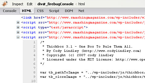 Firebug - screen shot.