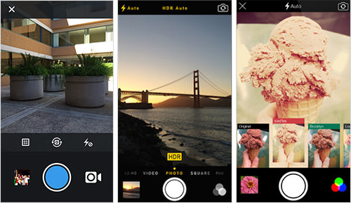 Instagram, Apple Camera, and Flickr Mobile Apps, respectively.