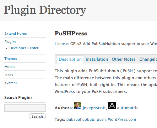 PushPress - Add PubSubHubbub support to your WordPress website