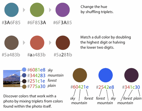 Examples of how swapping primary colors can yield coordinated but interesting results