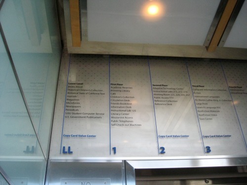 Wayfinding and Typographic Signs - library-elevator-guide