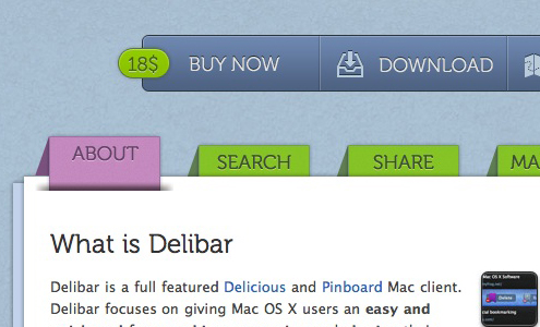 Prominent tabs from Delibar draws the user’s attention so that they do not miss any important information about the product