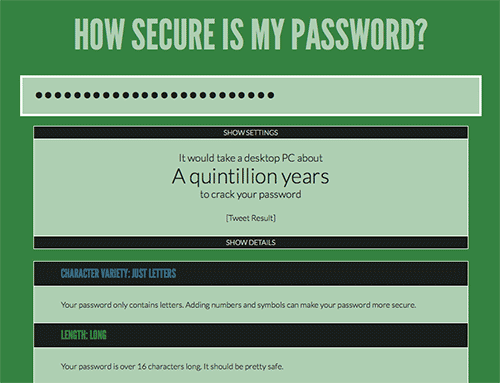 Example of how longer passwords help security