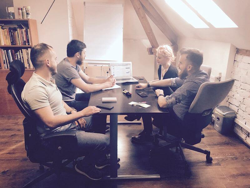 The team during one of its meetings.
