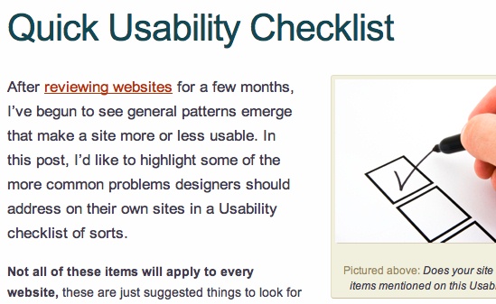 Quick Usability Check List