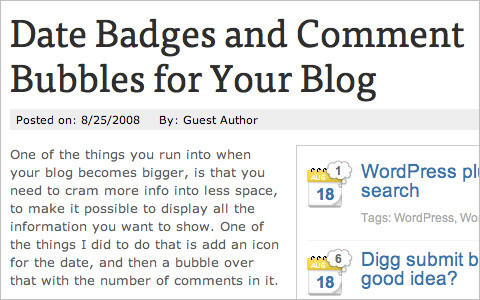 Date Badges and Comment Bubbles for Your Blog