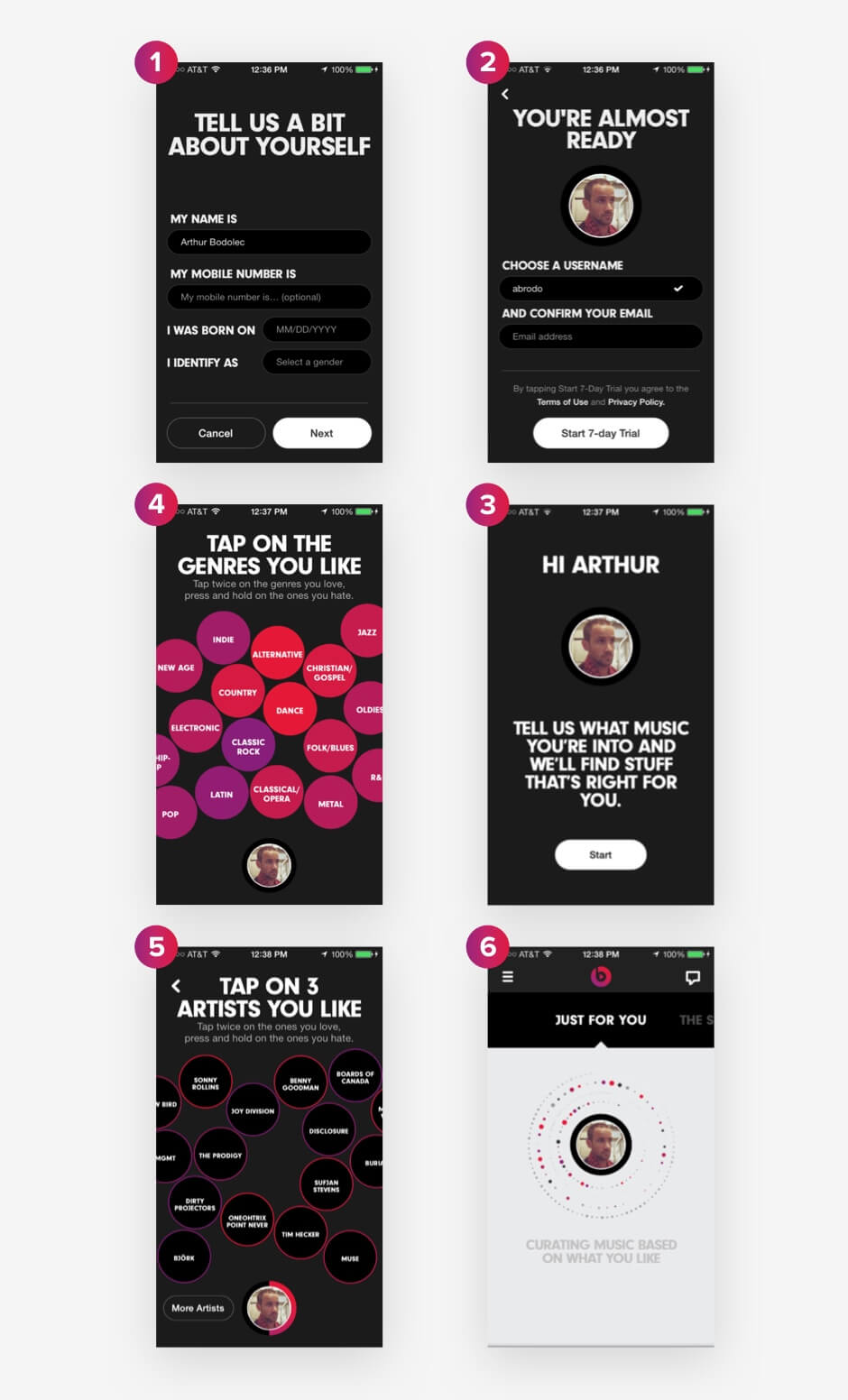 Onboarding wizard by Beats Music