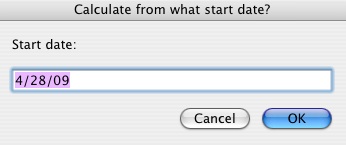 iCalculate screenshot on prompt for start date
