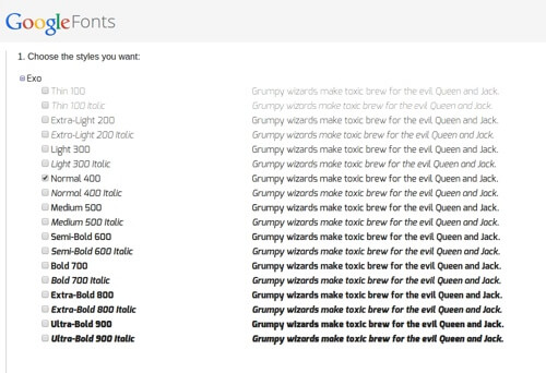 Exo font weights