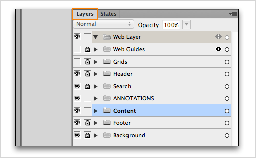 Adobe Fireworks Layers panel