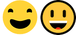 Smiling Face with Open Mouth emoji before and after Anniversay Update compared