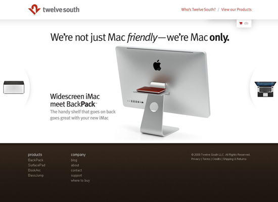 twelve-south website, accessories exclusively for Apple computers