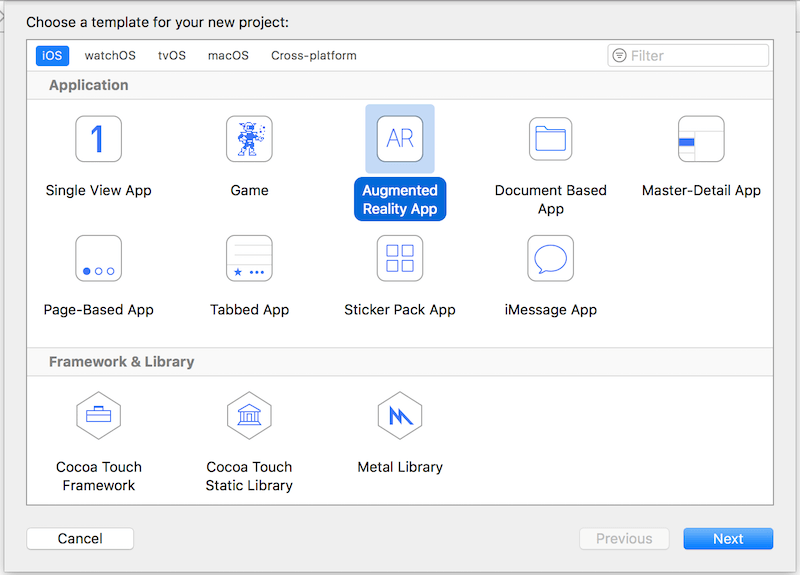 AR Template in Xcode