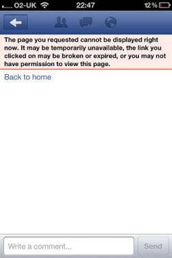 Facebook Error Message