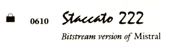 Staccato: From the Bitstream catalogue, early 1990s.