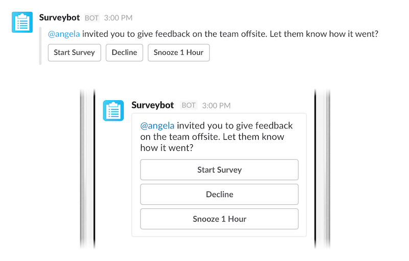 How messages are displayed within the Slack app