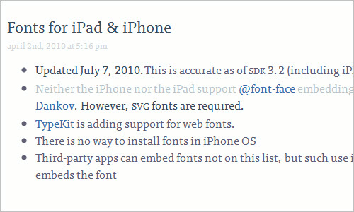 Fonts for iPad & iPhone