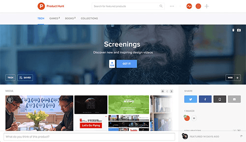 Screenings on Product Hunt