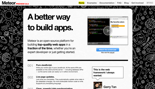 The Meteor homepage