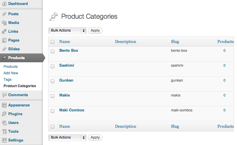 The Product Categories custom taxonomy.