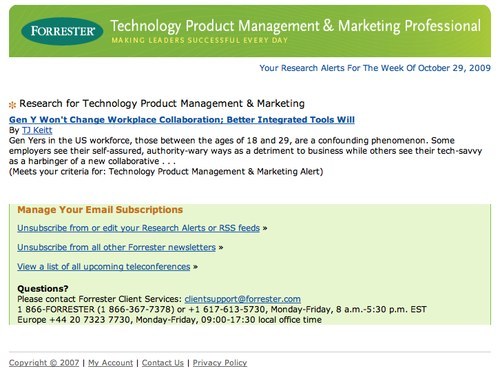 Forrester newsletter