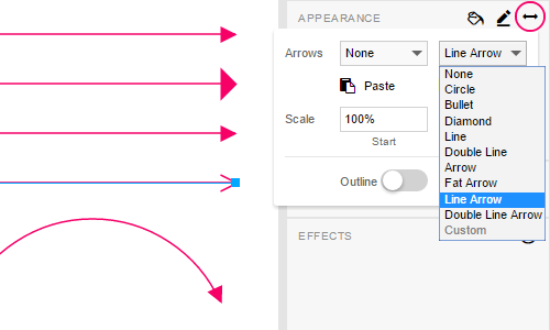 Adding arrows to paths in Gravit