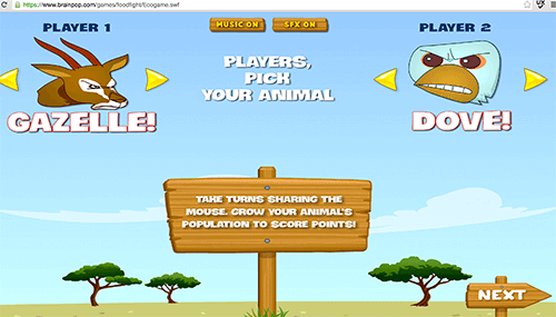 BrainPOP’s learning game about the food chain, young kids benefit from instructions on demand