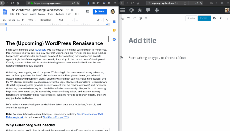 Copy/pasting from GDoc to Gutenberg