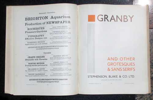 A spread from “Specimen of Printing Types” by Stephenson-Blake.