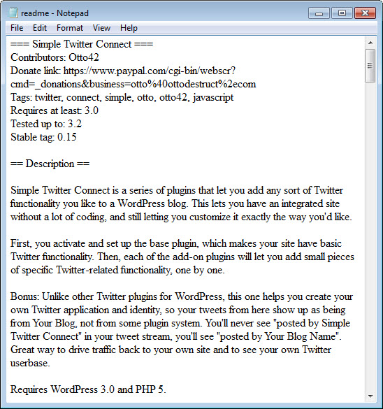 Simple Twitter Connect's readme file