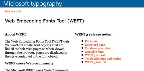 Microsoft Web Embedding Fonts Tool (WEFT)