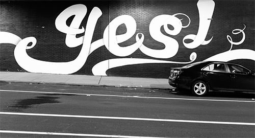 Graffiti letters stating yes