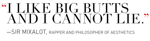 I like big butts and I cannot lie. — Sir Mixalot, rapper and philosopher of aesthetics