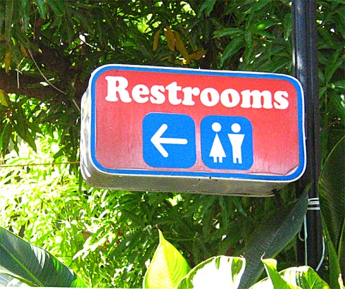 Wayfinding and Typographic Signs - man-really-wants-to-pee,-this-way!