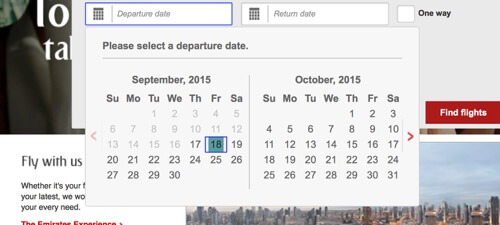 Emirates date picker