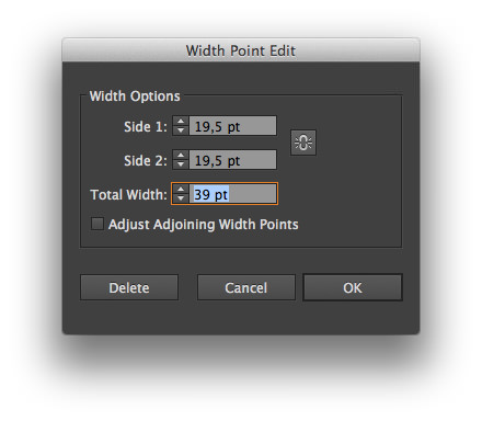 The dialog to edit a width’s point.