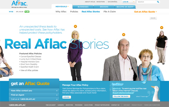 Screenshot, Aflac.com (Individuals).